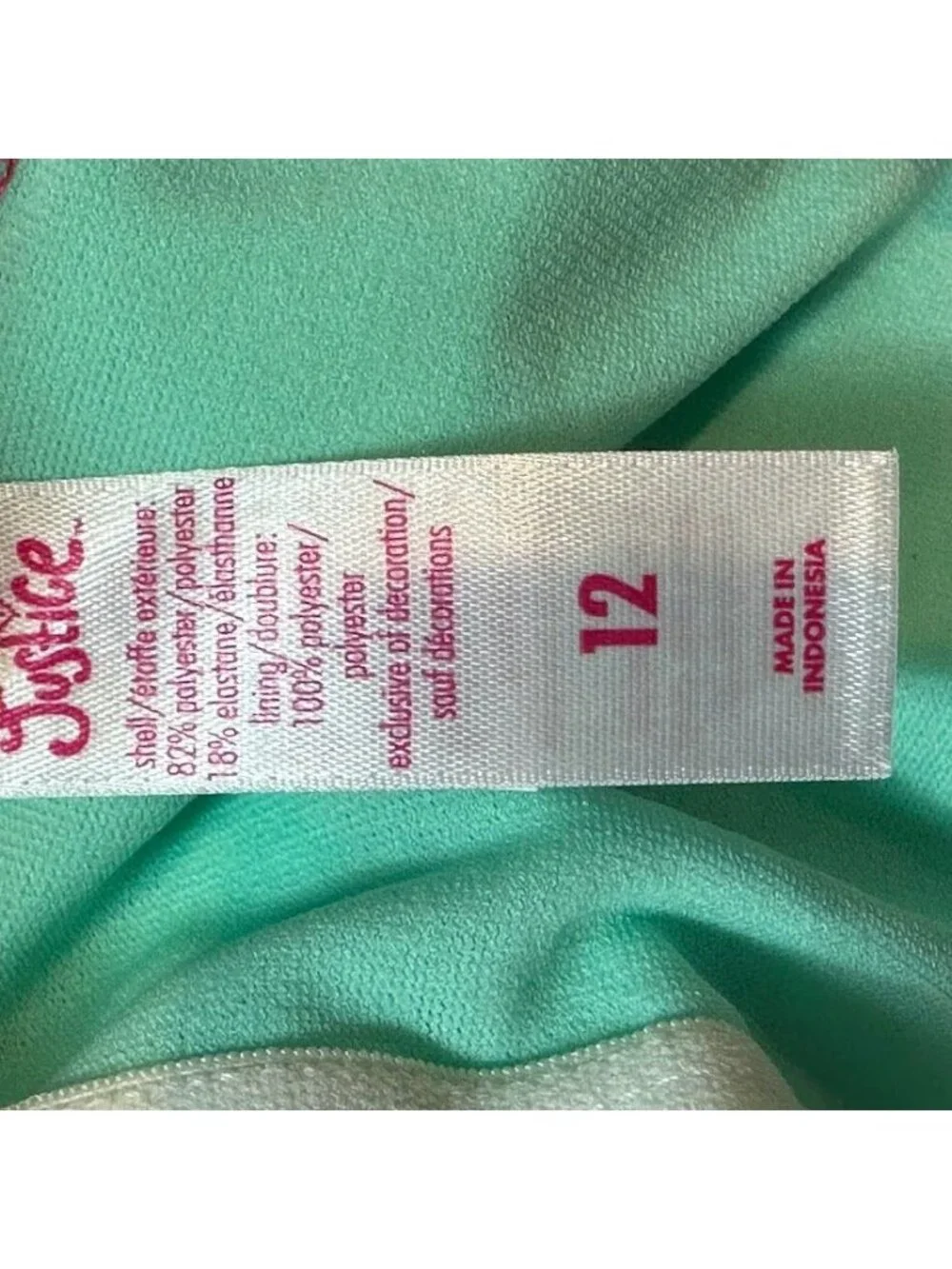 Justice One Piece Watermelon Swimsuit Girls Size 12 Pink Green Swimwear Bathing
